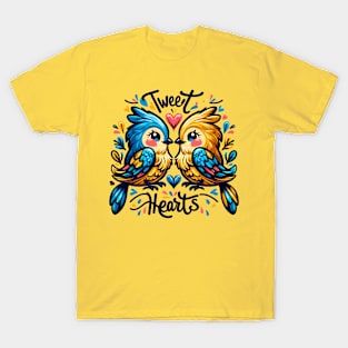 Lovebirds Whimsy: Beak-to-Beak Heart Creation T-Shirt